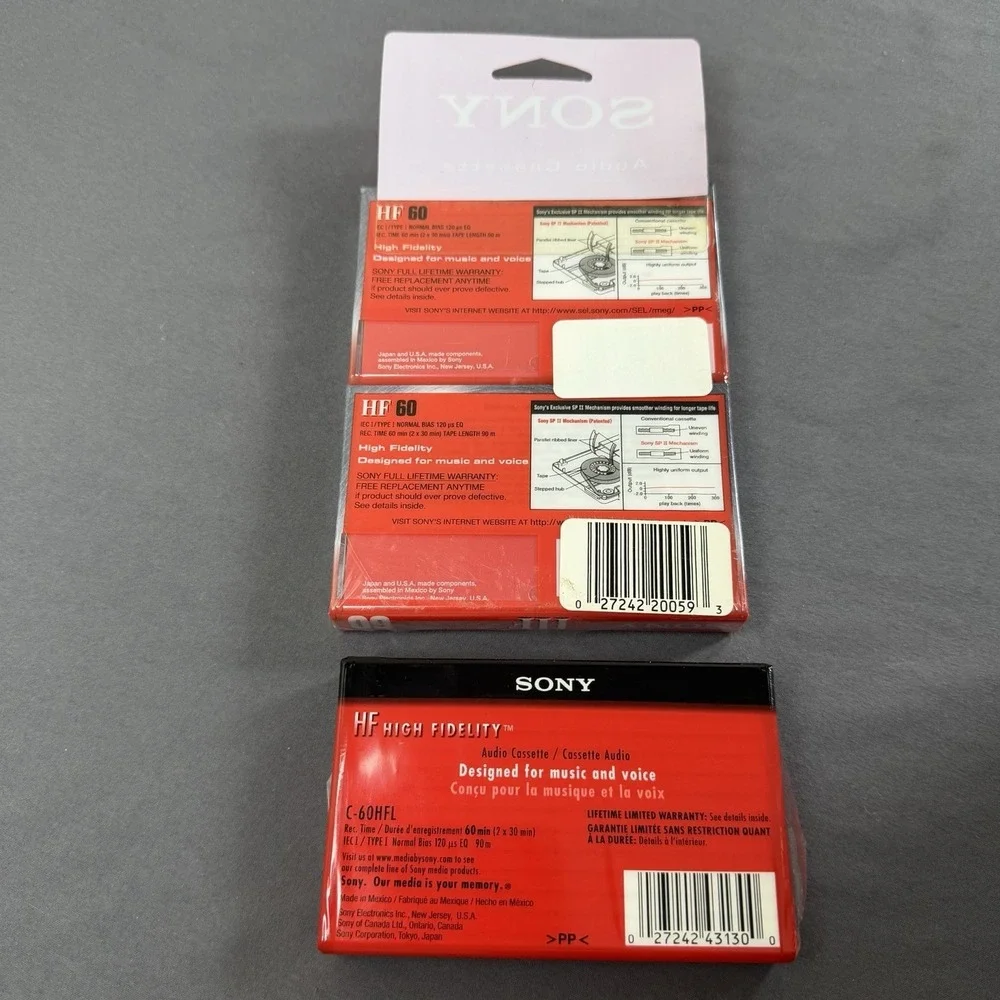 Sony HF Type I Normal Bias Recording Blank Cassette Tapes 60 min 3 Pack